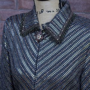 St John Size 2 Black Jacket with Bronze, Gold, Silver Paillettes
